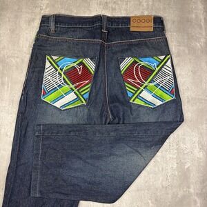 VTG Coogi Jeans 34x34 Fits (34x26) Blue Embroidered Denim Streetwear Y2K Baggy